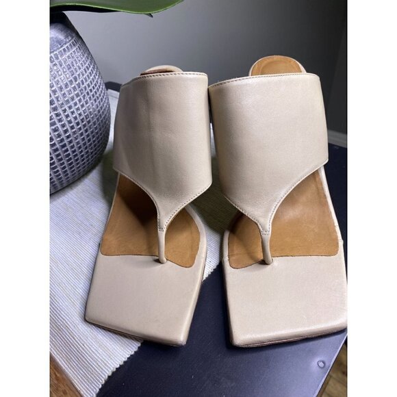 TORAL Mule Sand Leather Thong Square Sandals Womens Size 39 - Picture 7 of 9